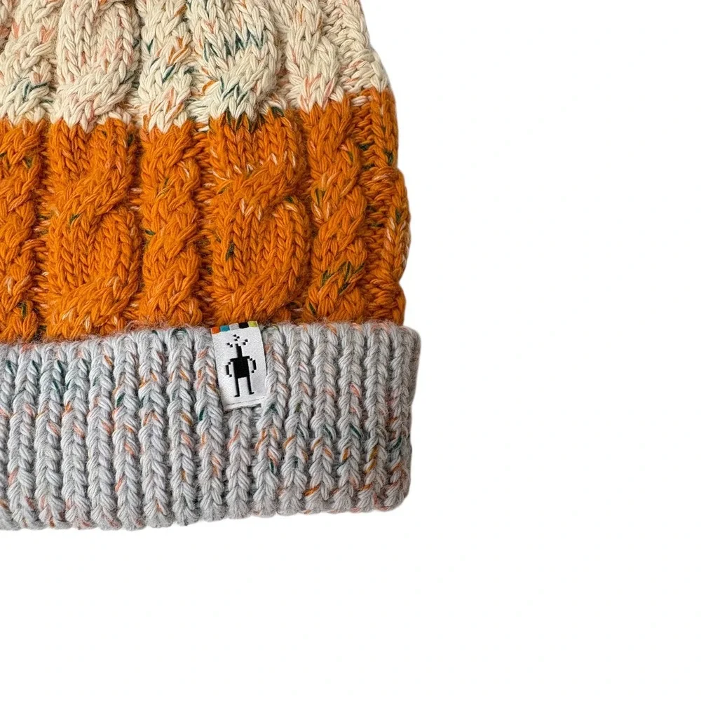 Smartwool Kids Beanie Hat‎ Isto Marmalade Orange Cable Knit Merino Wool L/XL NWT